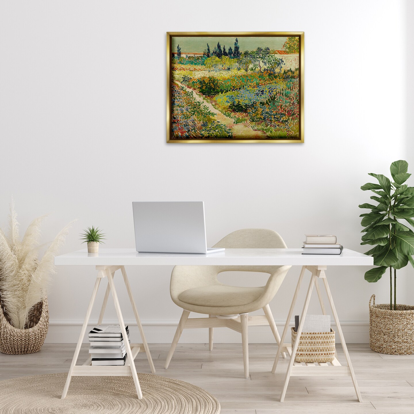 Stupell Industries Van Gogh Garden at Arles Framed Floater Canvas Wall Art Design by one1000paintings