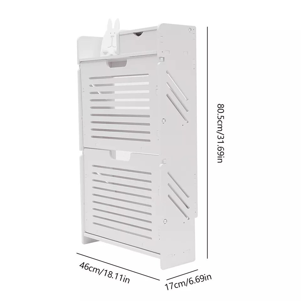 White Modern Shoe Rack PVC Shoe Storage Cabinet Tipping Bucket Storage Stand