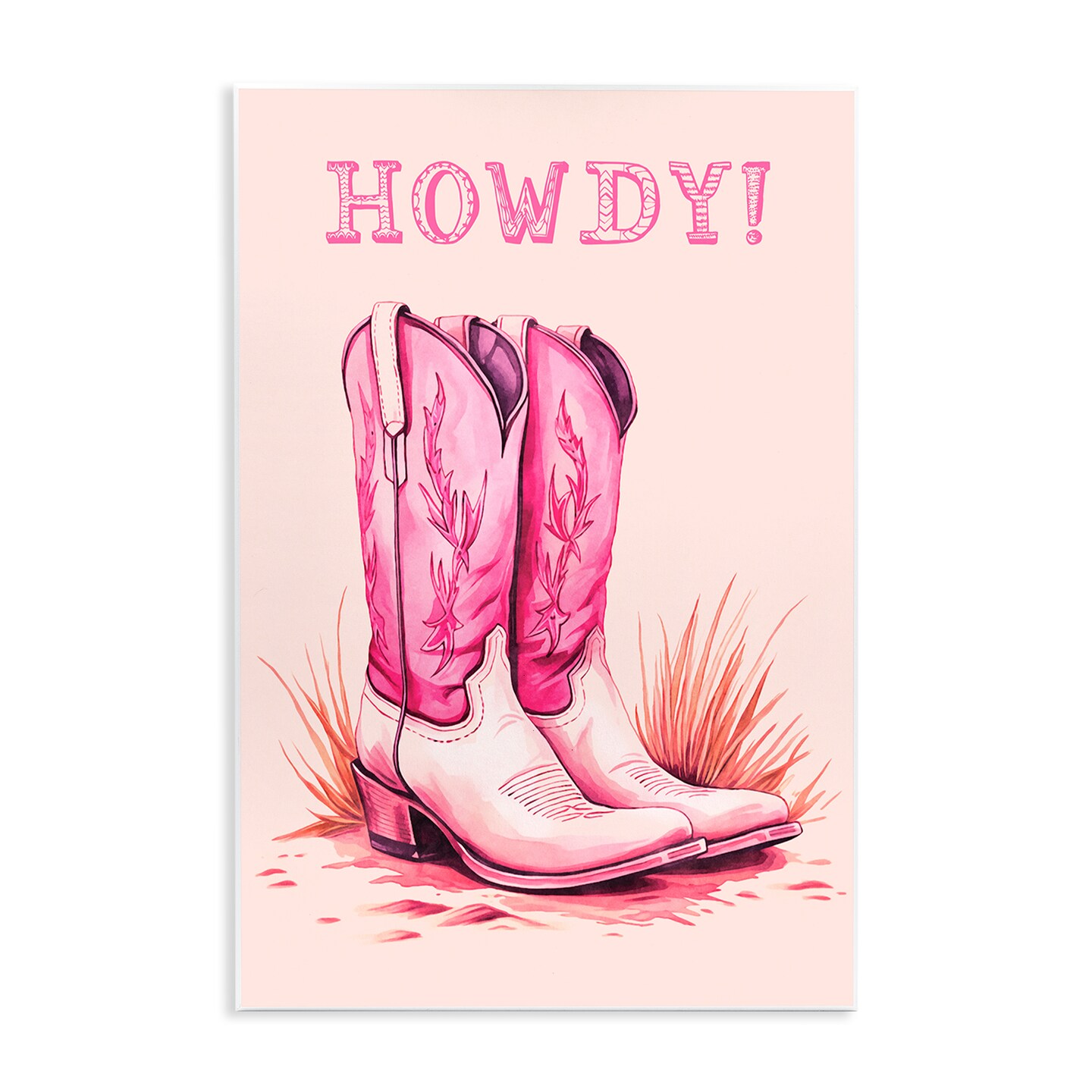 Stupell Industries Pink Cowgirl Boots Howdy Wall Plaque Art Design by Andrea Haase