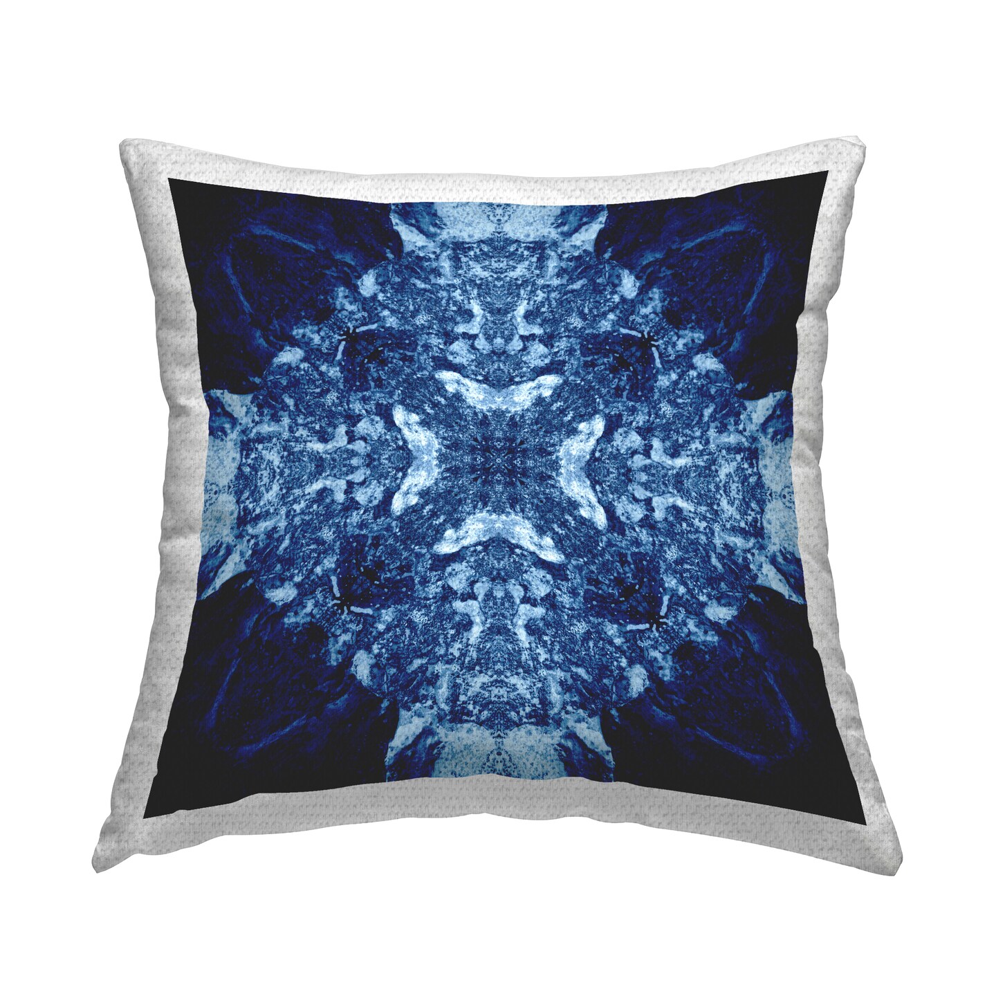 Mosaic Pattern on Blue Outdoor Printed Pillow Design by Elspeth Helen Meabank Perkin, 18 x 7 x 18