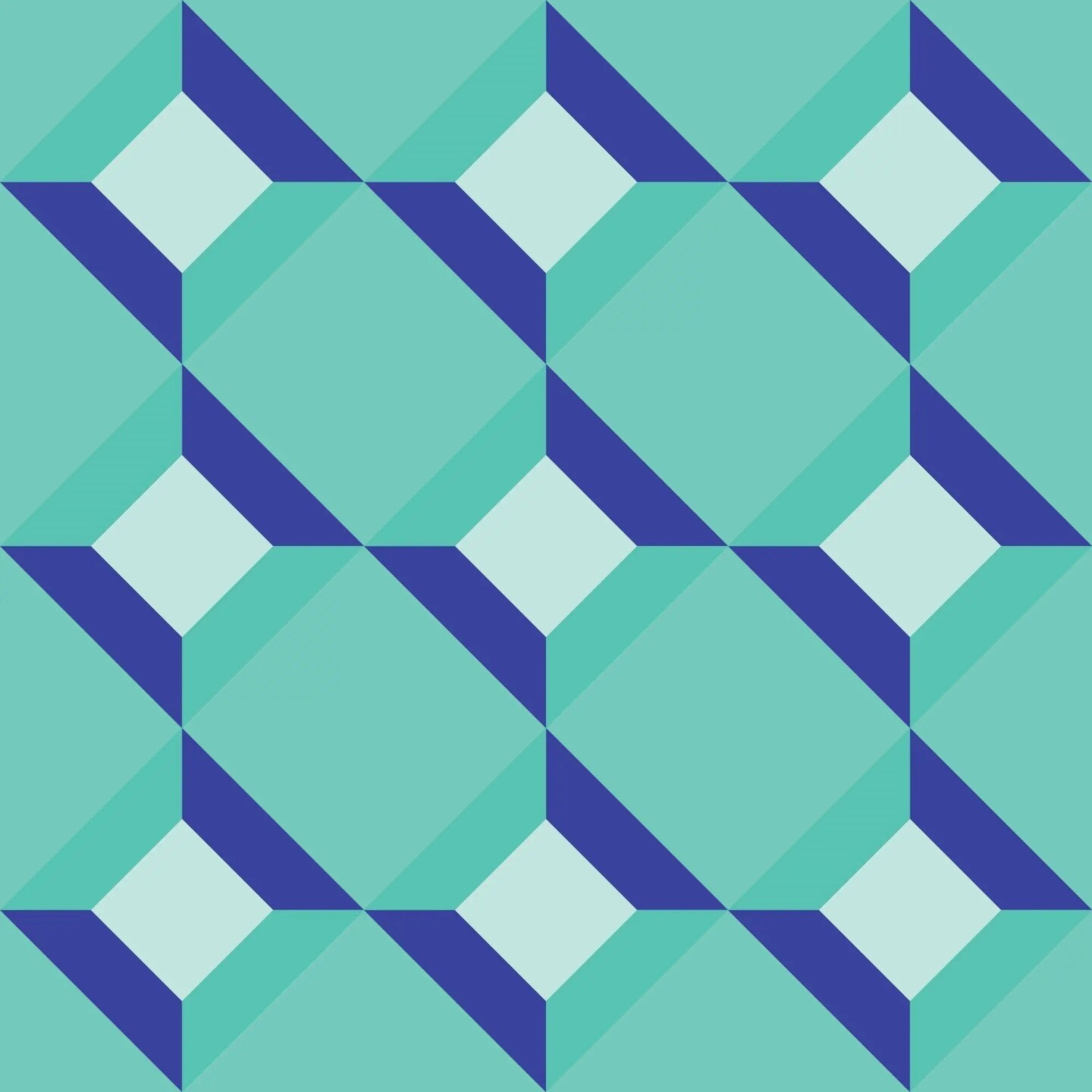 Blue &#x26; Aqua 3D Block Gift Wrap