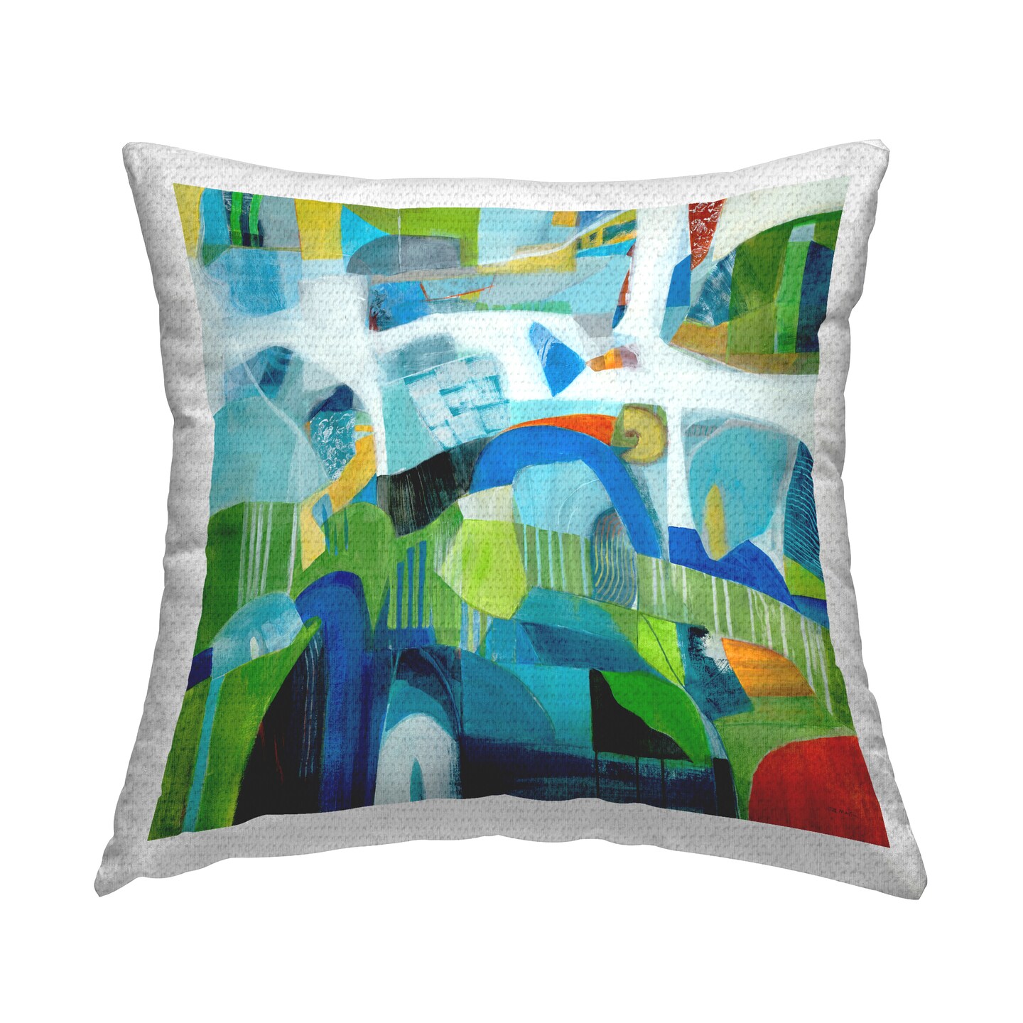 Restless Bright Shapes Outdoor Printed Pillow Design by Jill Martin, 18 x 7 x 18