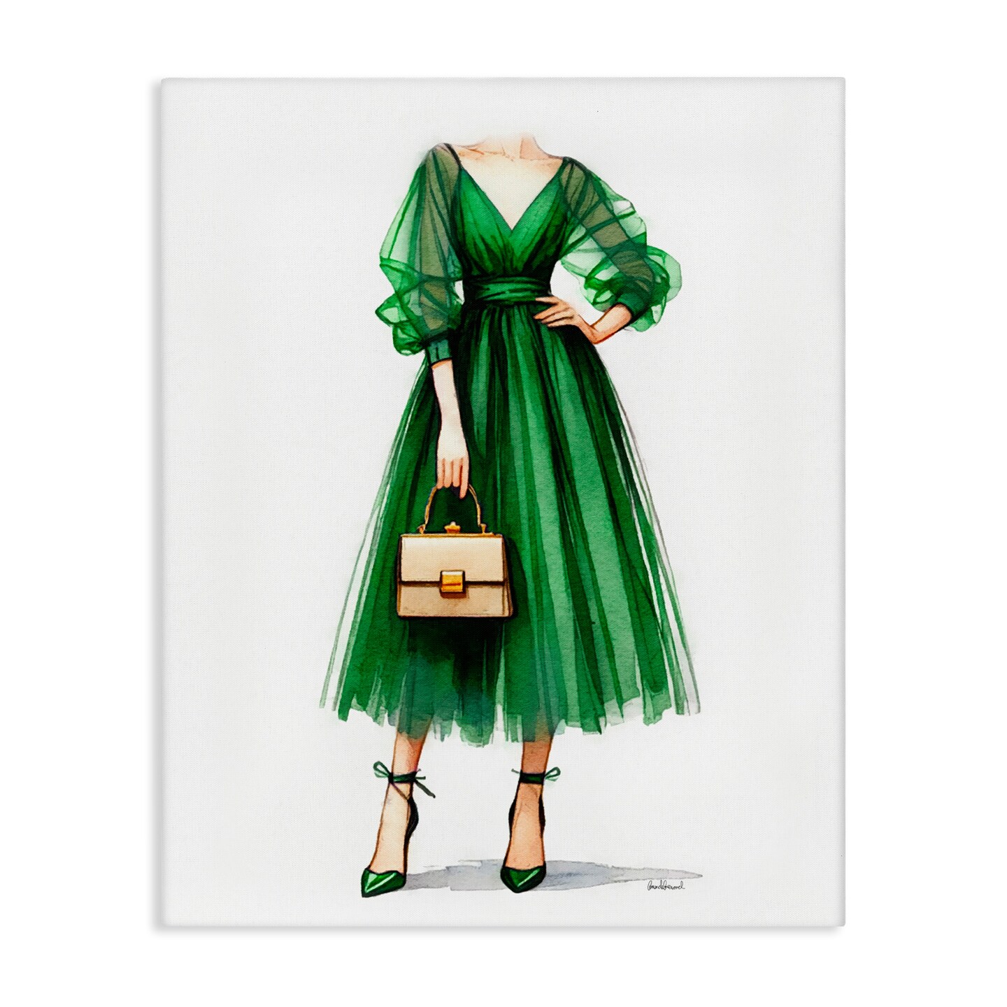 Stupell Industries Glam Green Fashion Gown Canvas Wall Art Design by Amanda  Greenwood, Size: 24 in x 30 in | Michaels