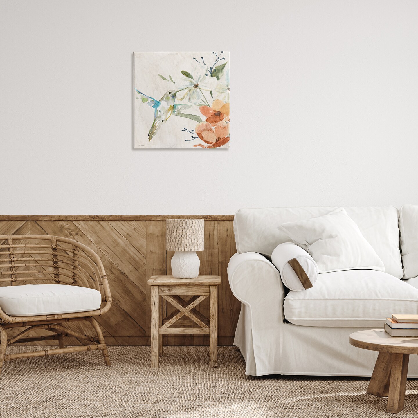 Stupell Industries Soft Florals & Hummingbird Canvas Wall Art Design by Carol Robinson