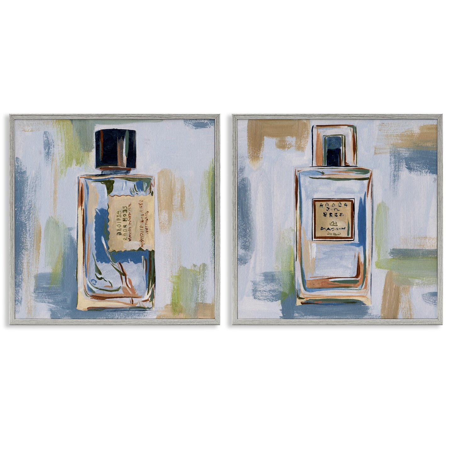Stupell Industries Abstract Cologne Perfume Bottle 2 pc Framed Giclee Wall Art Set Design by Melissa Wang