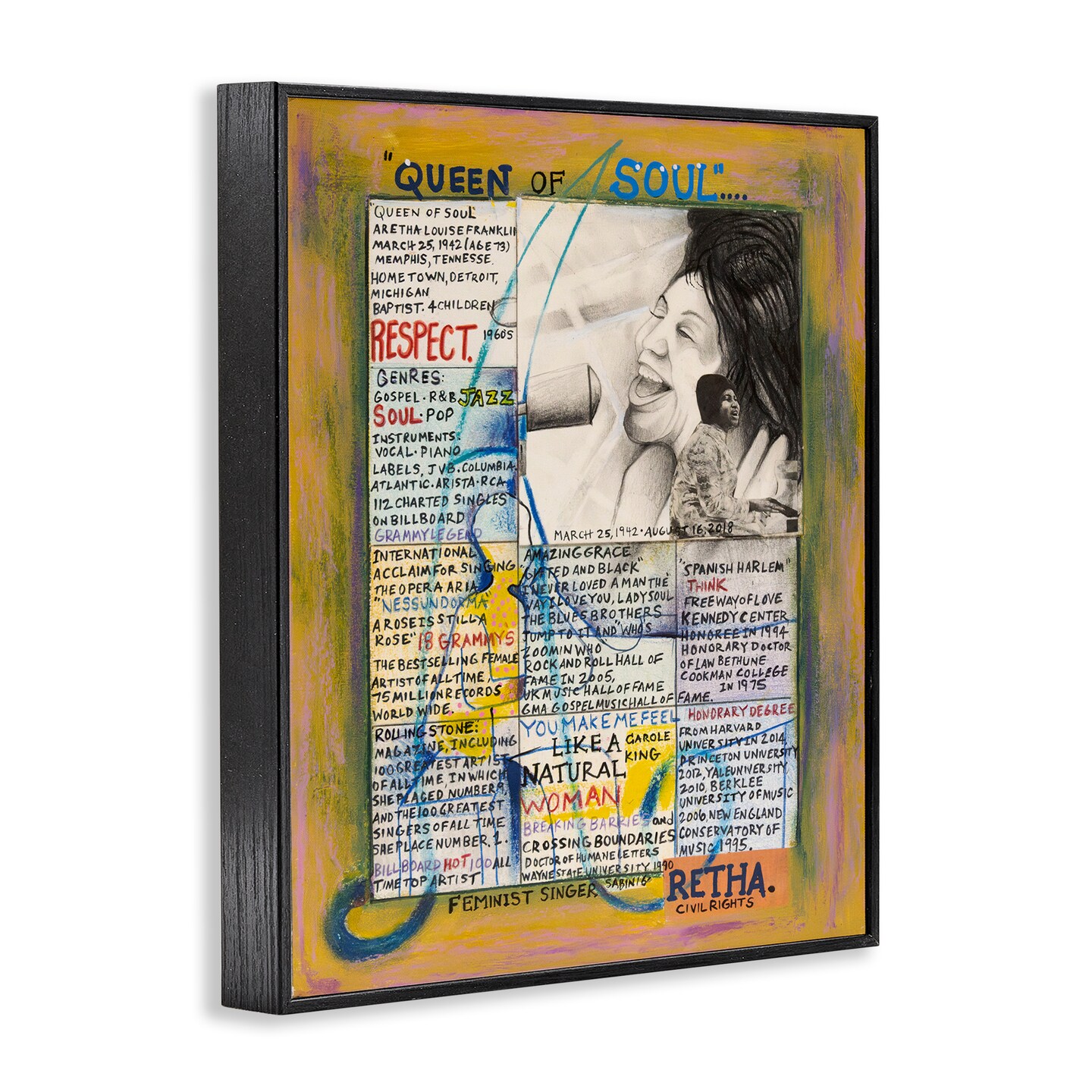 Stupell Industries Aretha Franklin Collage Framed Giclee Wall Art Design by Sabin