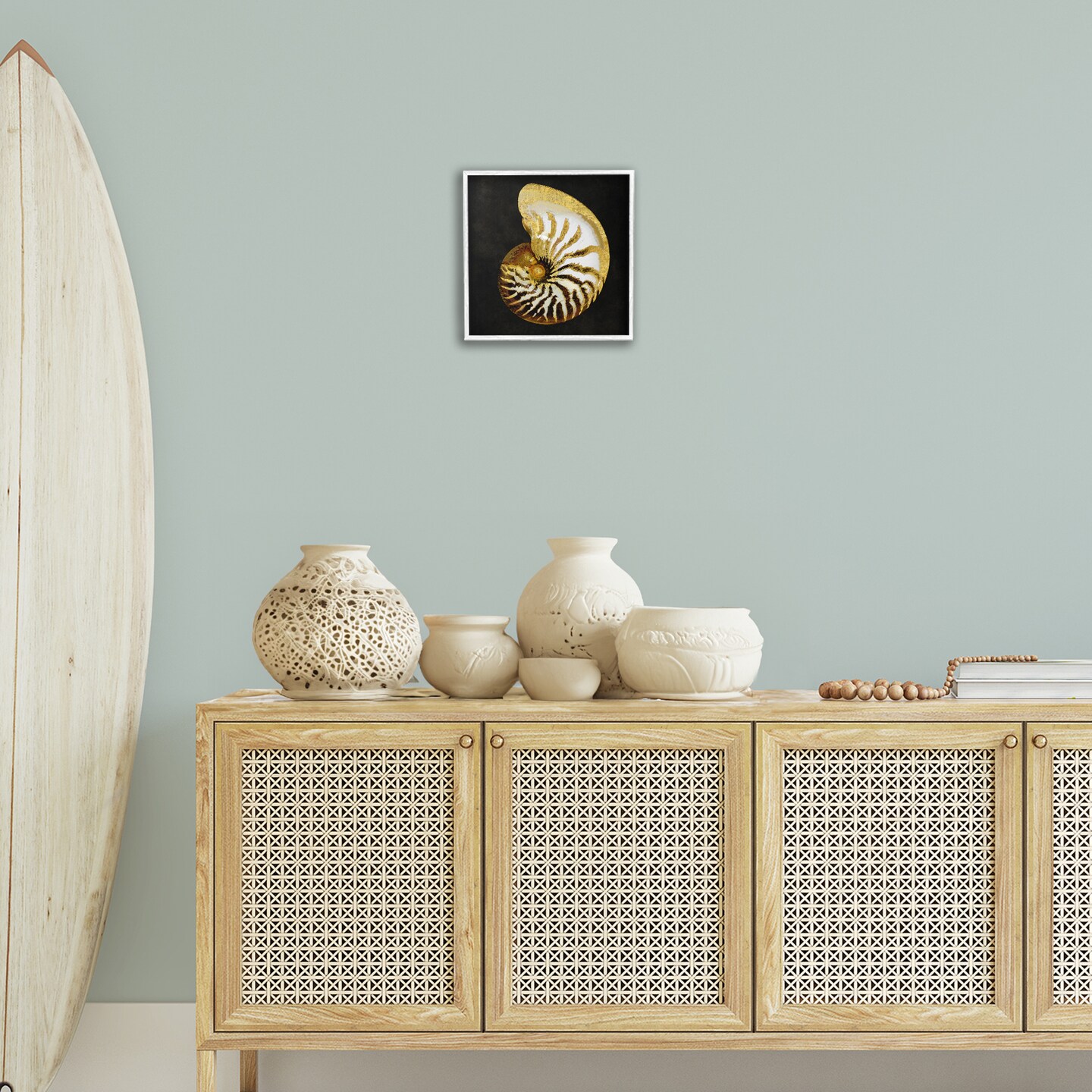 Stupell Industries Spiral Patterned Shell Framed Giclee Wall Art Design by Caroline Kelly