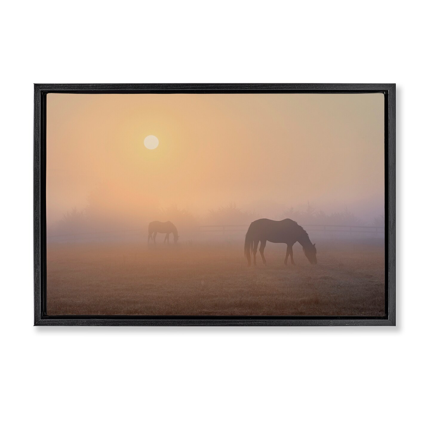 Stupell Industries Misty Sunlit Horses Framed Floater Canvas Wall Art Design by Marty Hulsebos