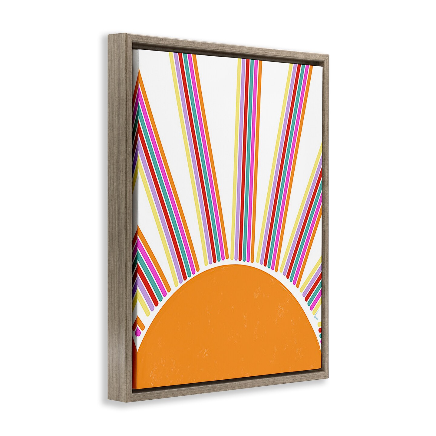 Stupell Industries Retro Striped Sun Rays Framed Floater Canvas Wall Art Design by Ashley Singleton