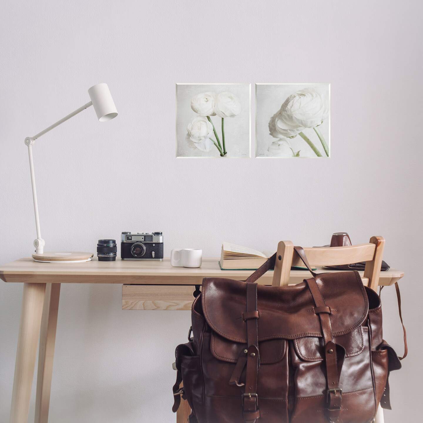 Stupell Industries Simple White Peony Stems 2 pc Wall Plaque Art Set Design by Jennifer Rigsby