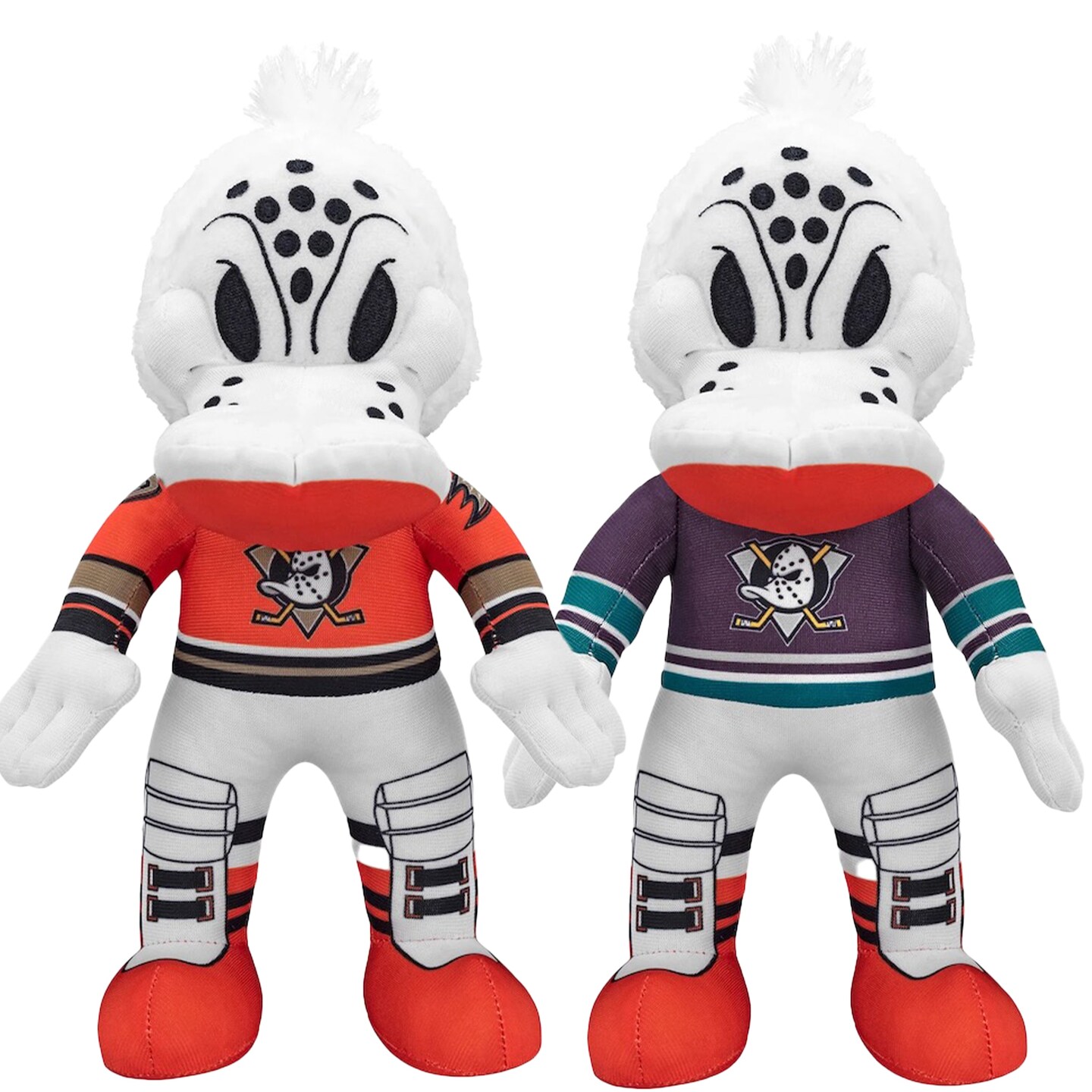 Bleacher Creatures Anaheim Ducks Wild Wing Bundle: Alt Orange & Retro Uniforms 10" Plush Figures