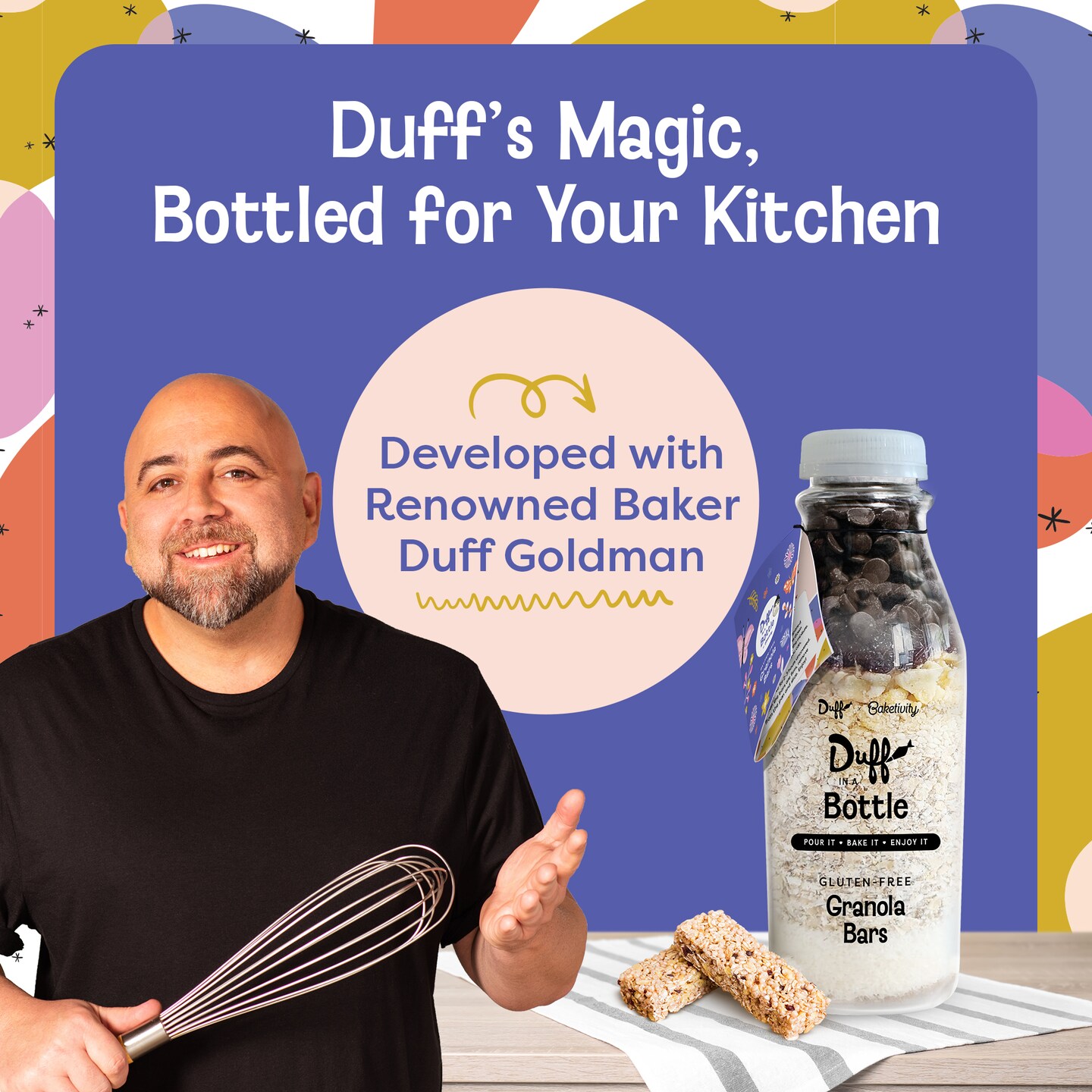 Baketivity Chocolate Granola Mix- Duff in a Bottle Granola Bar Baking Kit for Kids and Adults - Premeasured Ingredients like Oats, Banana Chips, Vanilla Sugar, Unsweetened Coconut, and Chocolate Chips