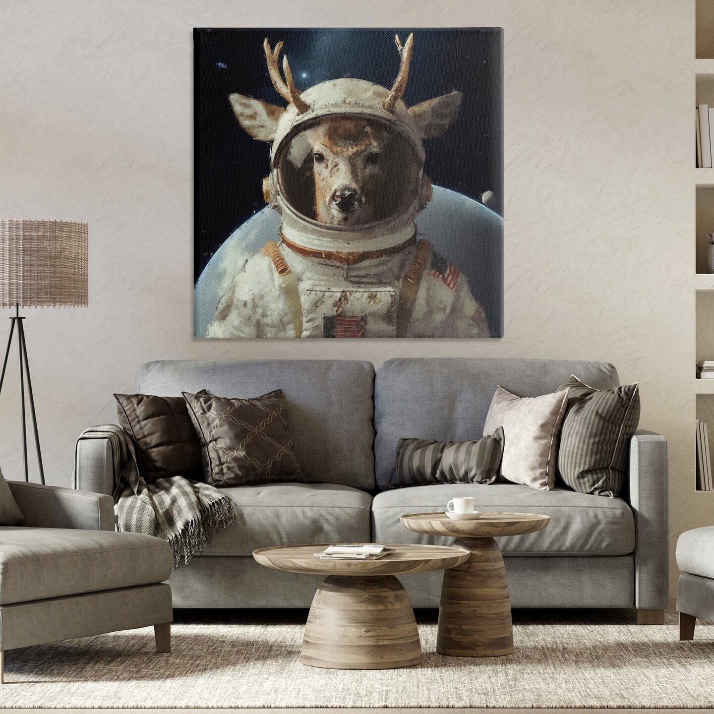 Stupell Industries Space Astronaut Deer Canvas Wall Art Design by Sean Parnell