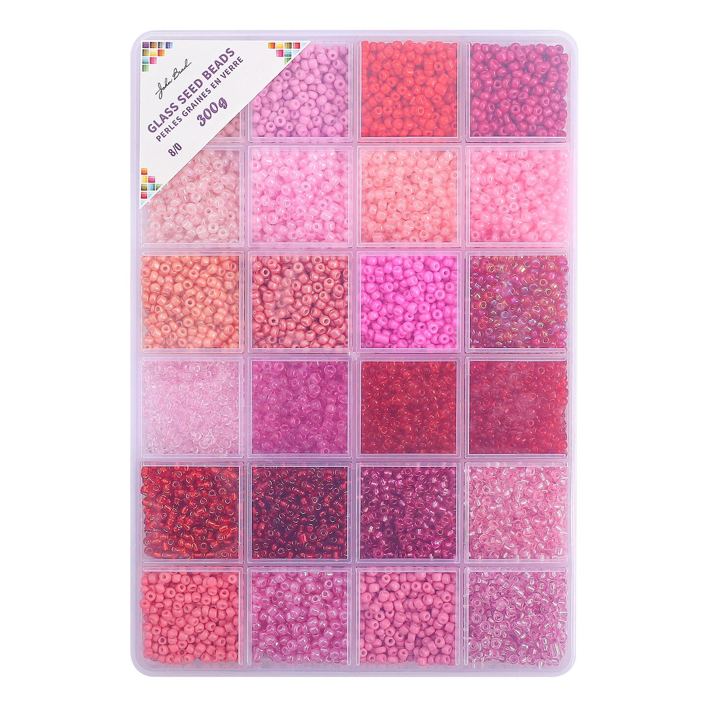 John Bead 12500pcs Assorted 24 Colors Glass Seed Beads 8/0 Jewelry Making Bead Box