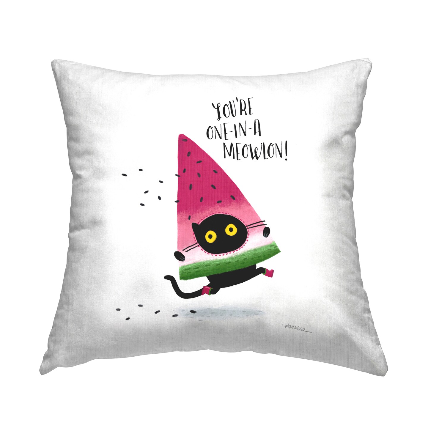 One In A Meowlon Pun Decorative Printed Throw Pillow Design by Leeza Hernandez, 18 x 7 x 18