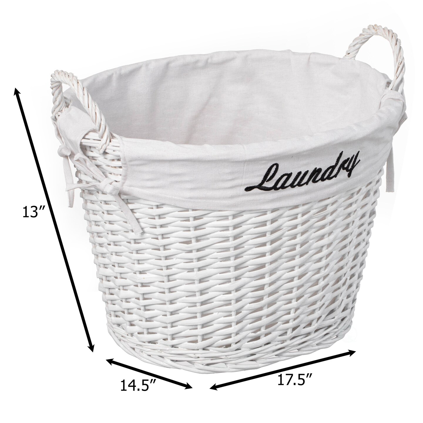 Wickerwise Handwoven Laundry Basket with Liner &#x26; Handles - Boho Decorative Storage Hamper for Clothes Blankets Pillows and Towels - Ideal for Laundry Room Bathroom Bedroom and Living Room