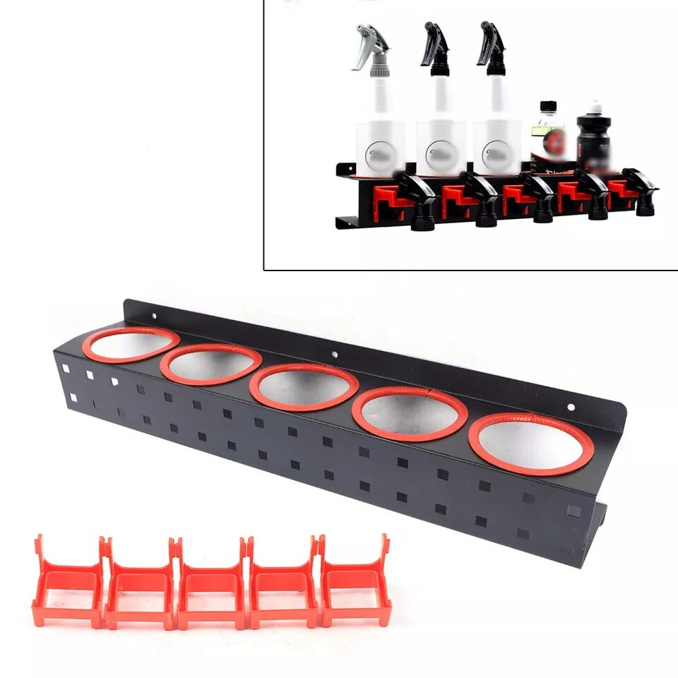 Spraying Bottles Storage Rack Holder Wall Mount Hanging Rail Detailing Organizer