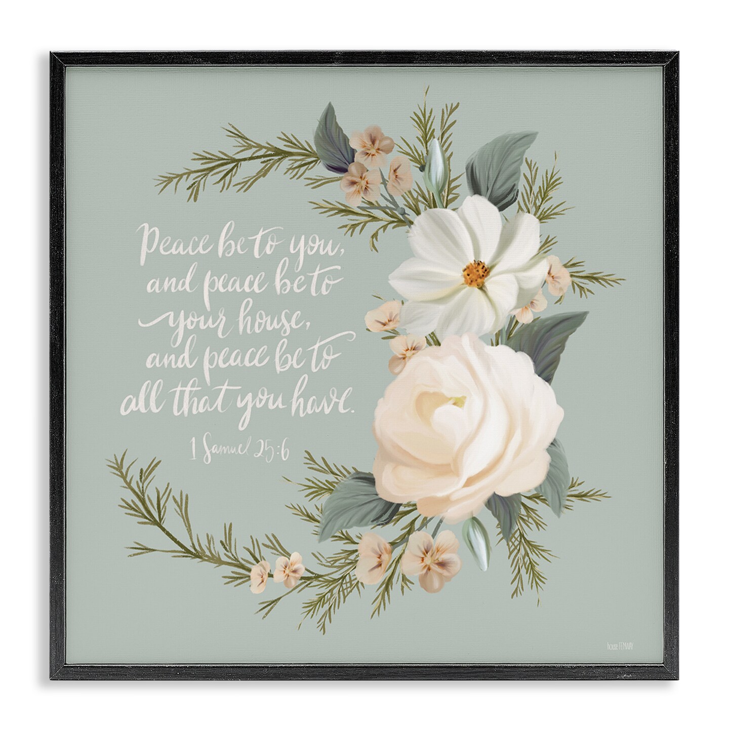 Stupell Industries Peace Be To You Prayer Framed Giclee Wall Art Design by Hollihocks Art