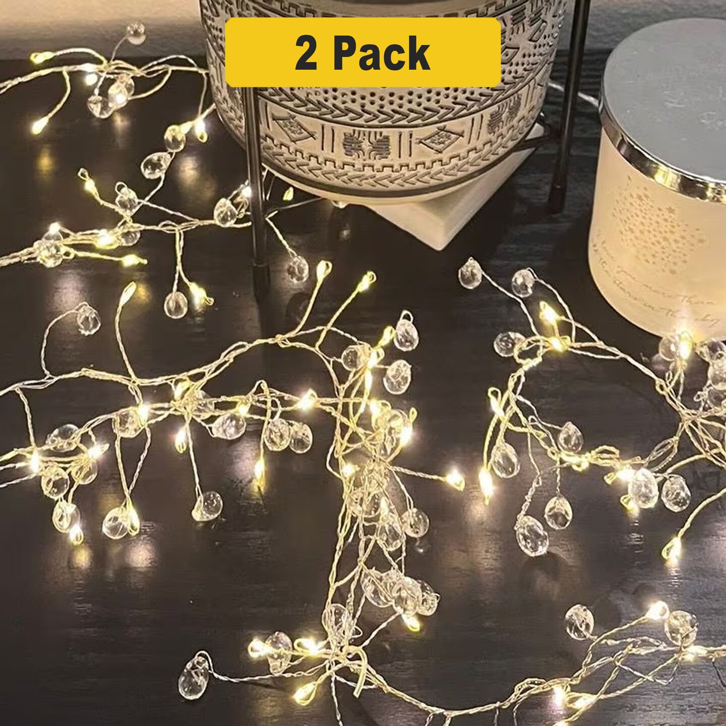 40 LED Crystal Gem Fairy String Lights — Sparkling & Battery Operated