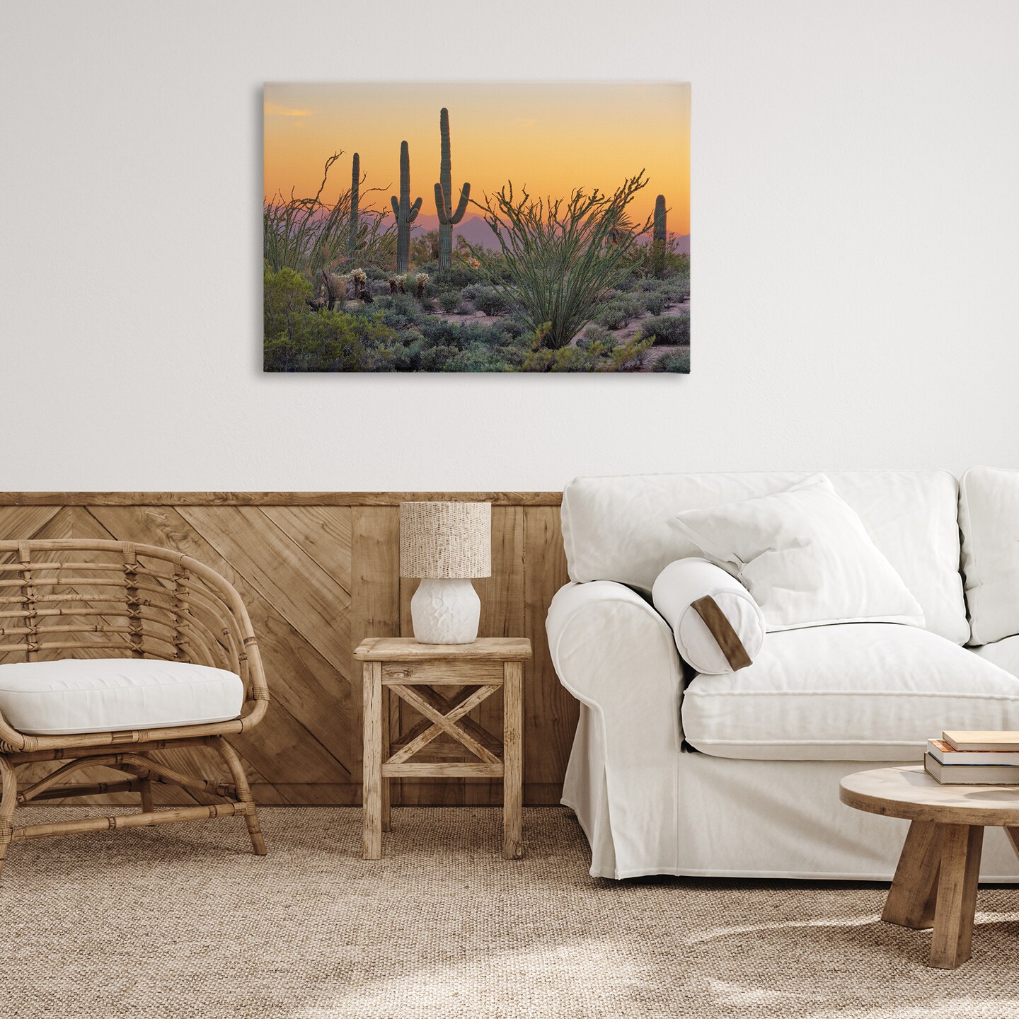 Stupell Industries Sunset Desertscape Cacti Canvas Wall Art Design by Marty Hulsebos