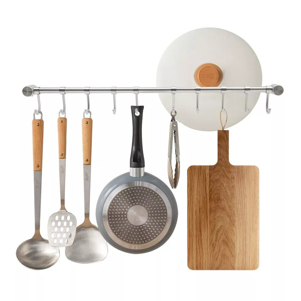 Kitchen Utensil Wall Rack Kitchen Rack Storage Rail Organizer Hanging Pot Rack
