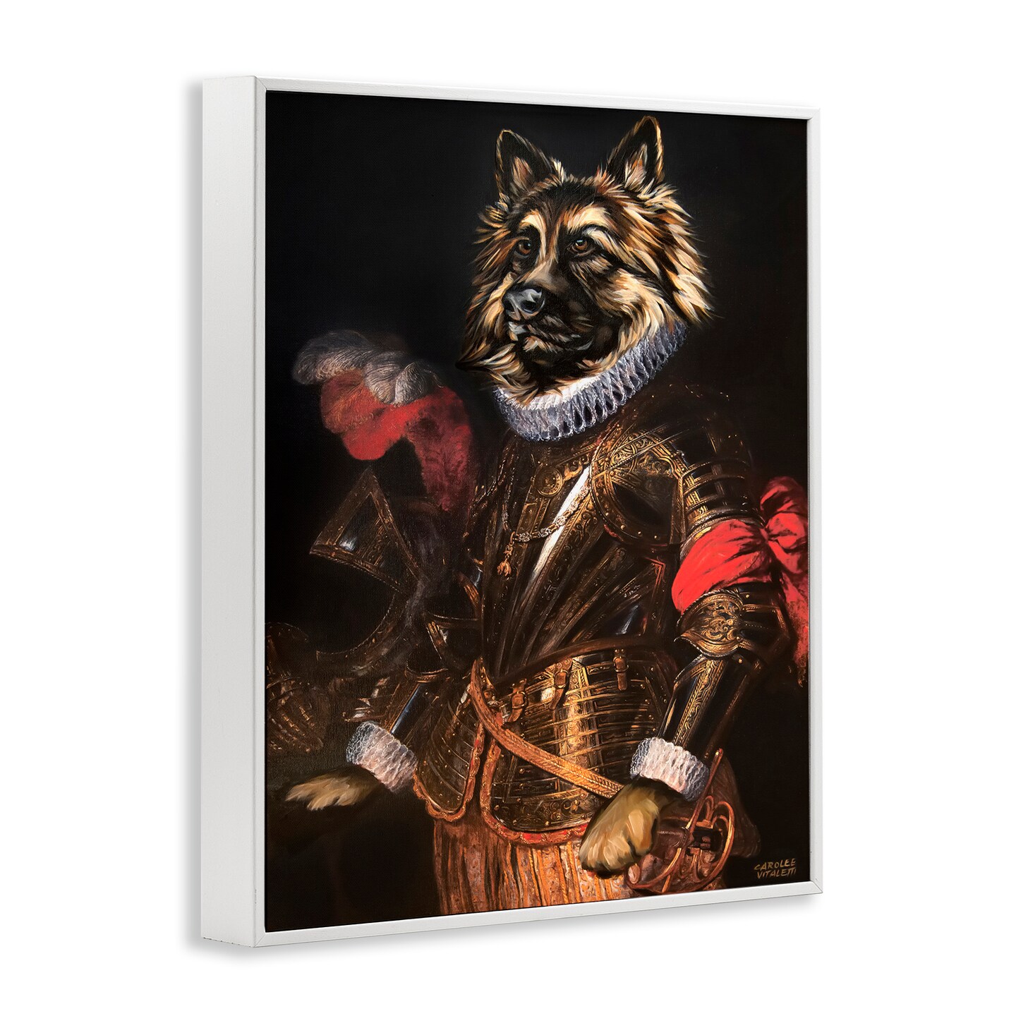 Stupell Industries Renaissance Dog Portrait Framed Giclee Wall Art Design by Carolee Vitaletti