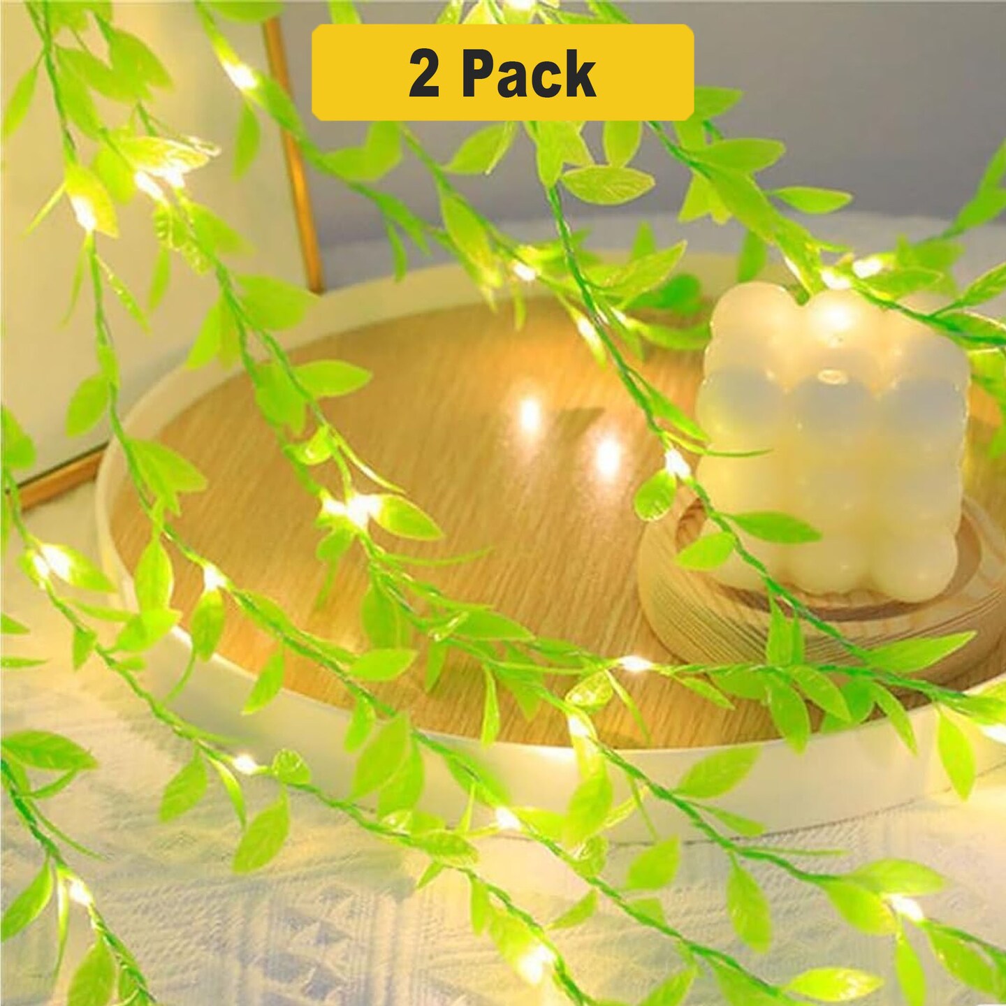 Green Leaf Vine 96 LED Fairy Light Curtain For Christmas