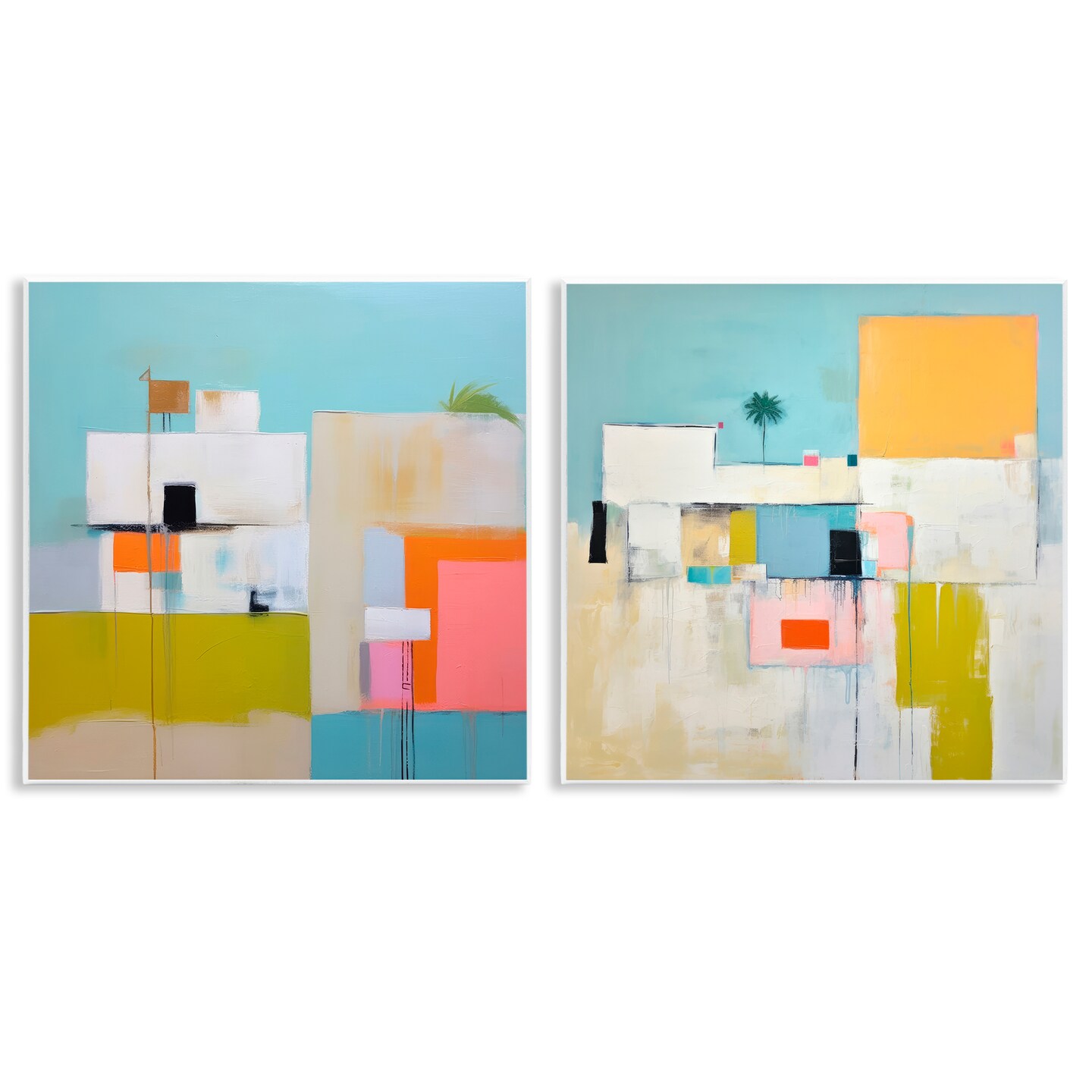 Stupell Industries Abstract Square Block Apartment 2 pc Wall Plaque Art Set Design by Irena Orlov