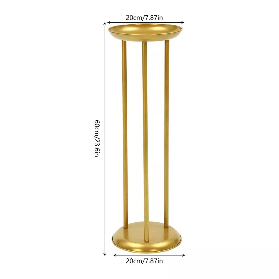 6 Pcs Columnar Gold Decorative Flower Stands Display Stand For Weddings 20*60cm