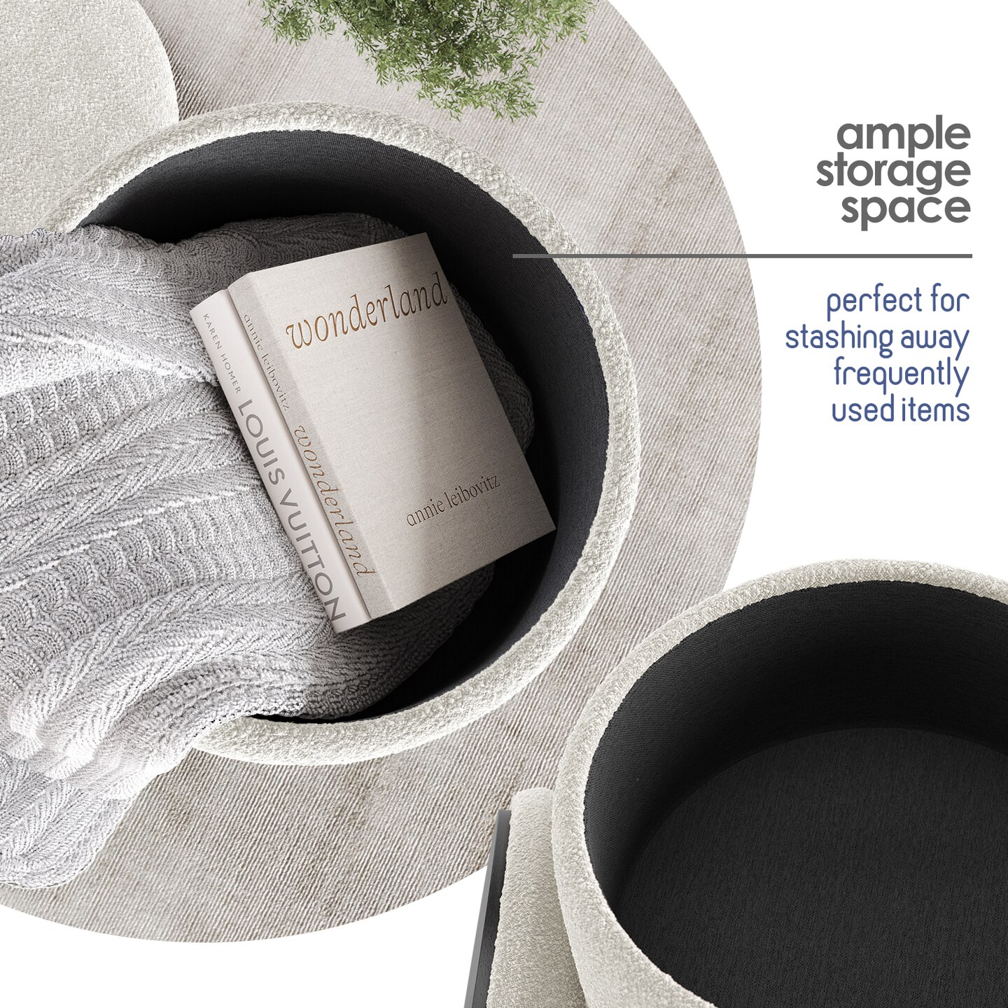 StorageBud Round Ottoman with Storage