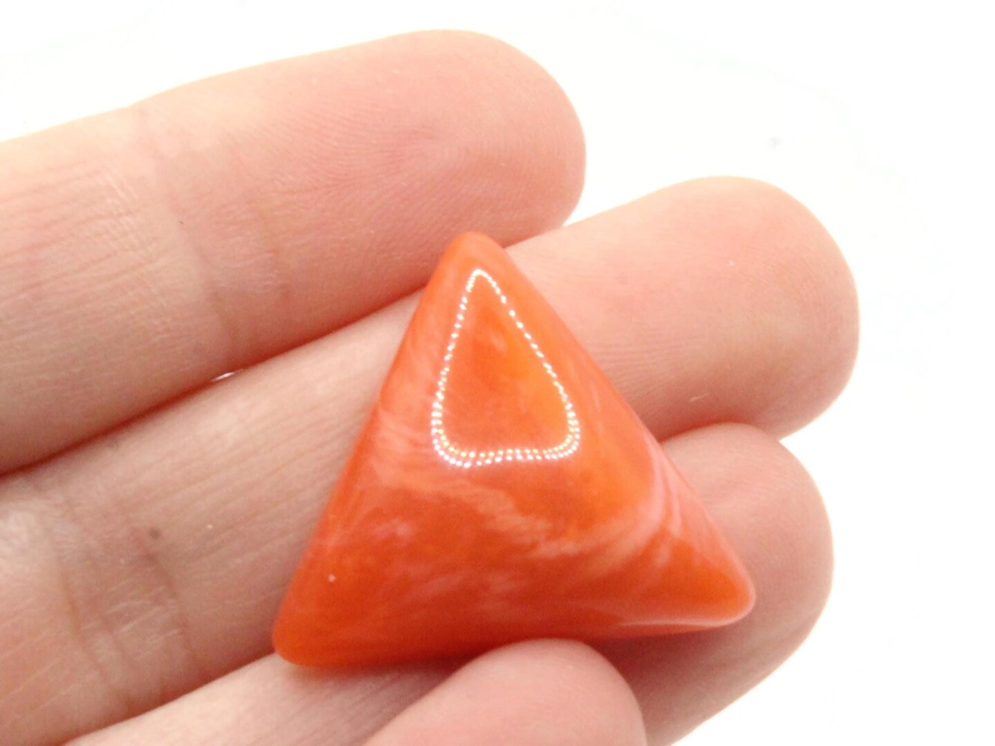 4 23mm Red Triangle Vintage Lucite Plastic Flatback Cabochons