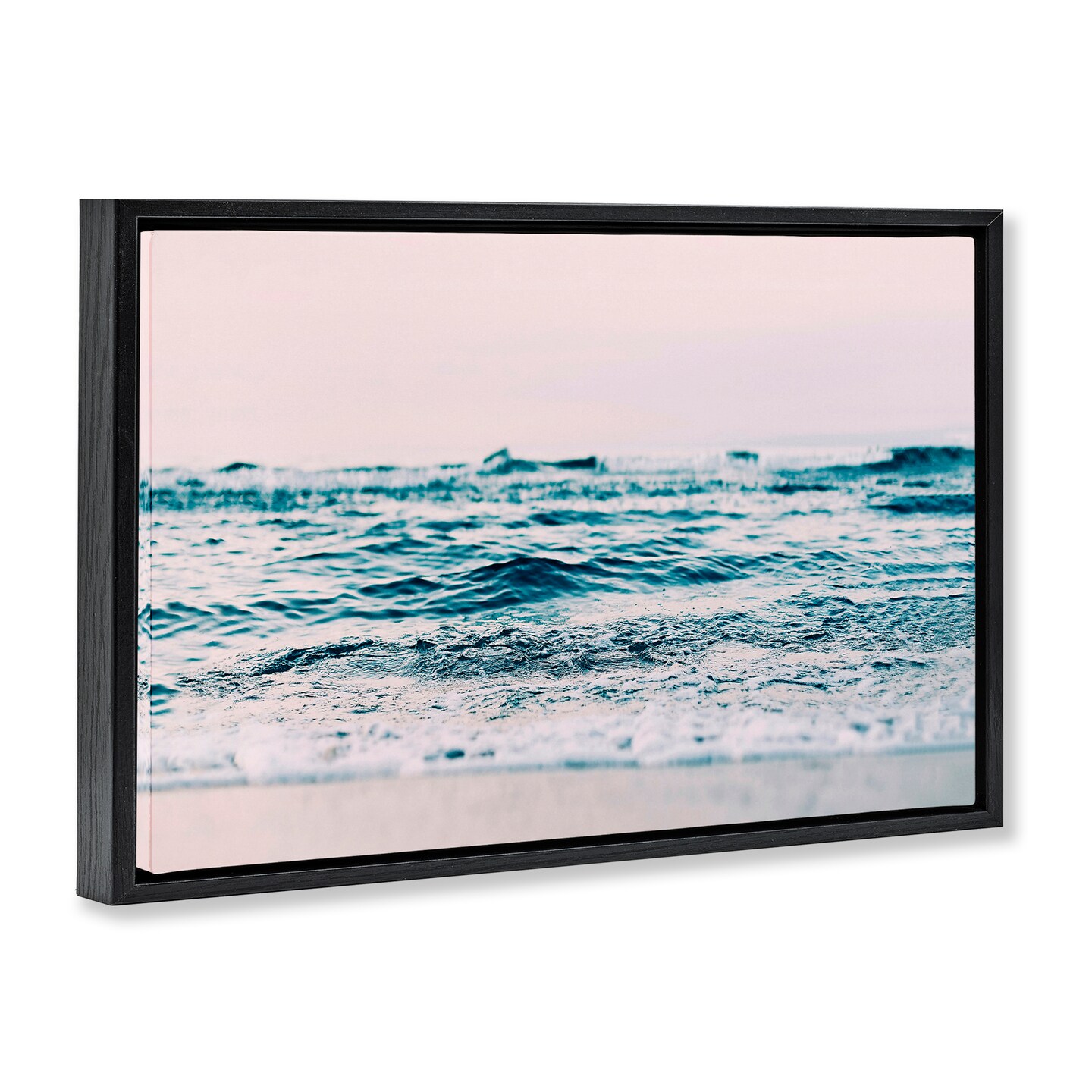 Stupell Industries Ocean Wave Blush Framed Floater Canvas Wall Art Design by Sisi and Seb