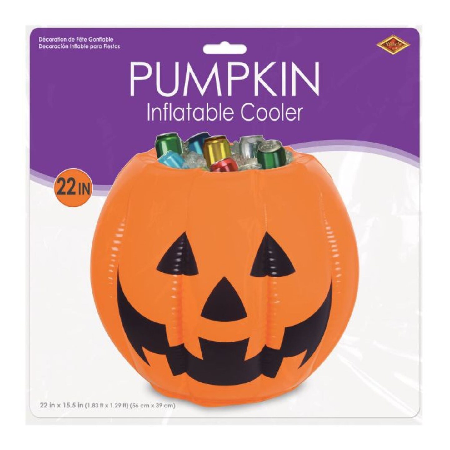 Beistle Inflatable Jack-O-Lantern Halloween Cooler - 22&#x22; - Pack of 6
