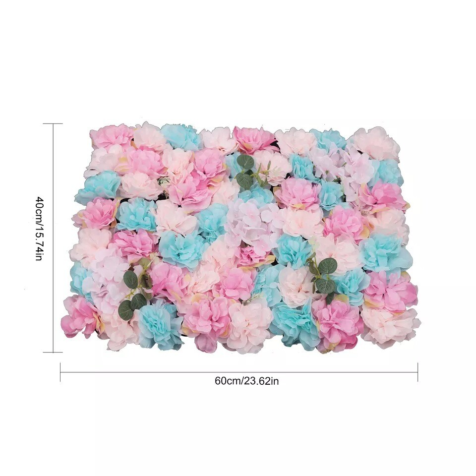 12pcs Artificial Flower Wall Rose Floral Panels Backdrop Decor for Party Wedding