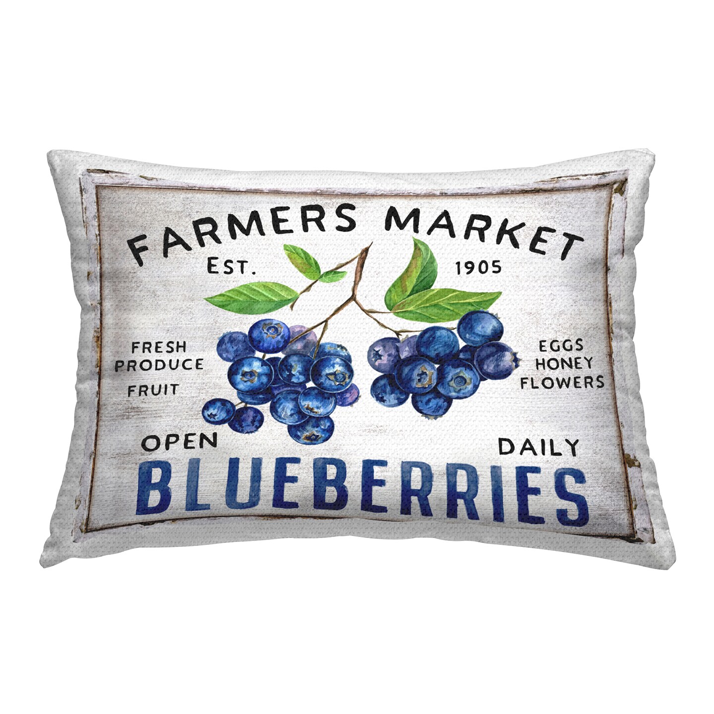 Farmers Market Bluberries Outdoor Printed Pillow Design by Creatif Belle, 14 x 7 x 20