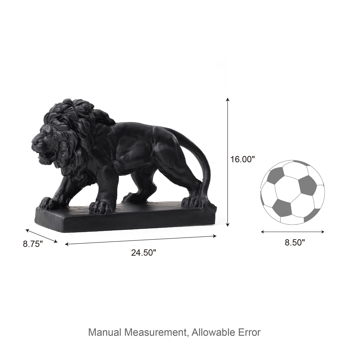 Set of 2 24.5&#x22;L MGO Bronze/Black Walking Lion Garden Statue