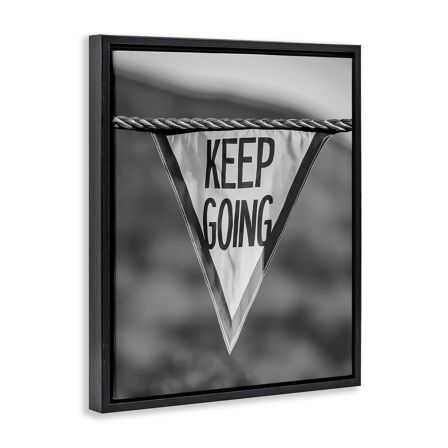Stupell Industries Keep Going Pennant Framed Floater Canvas Wall Art Design by Daphne Polselli