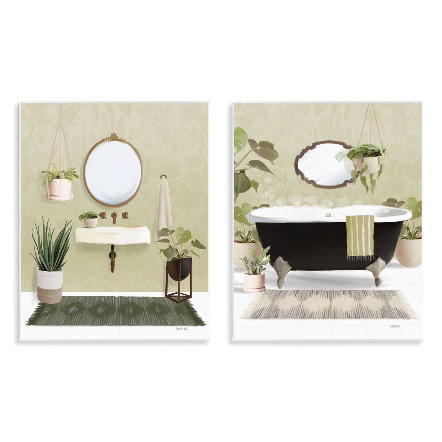 Stupell Industries Modern Soothing Bathroom Views 2 pc Wall Plaque Art Set Design by House Fenway