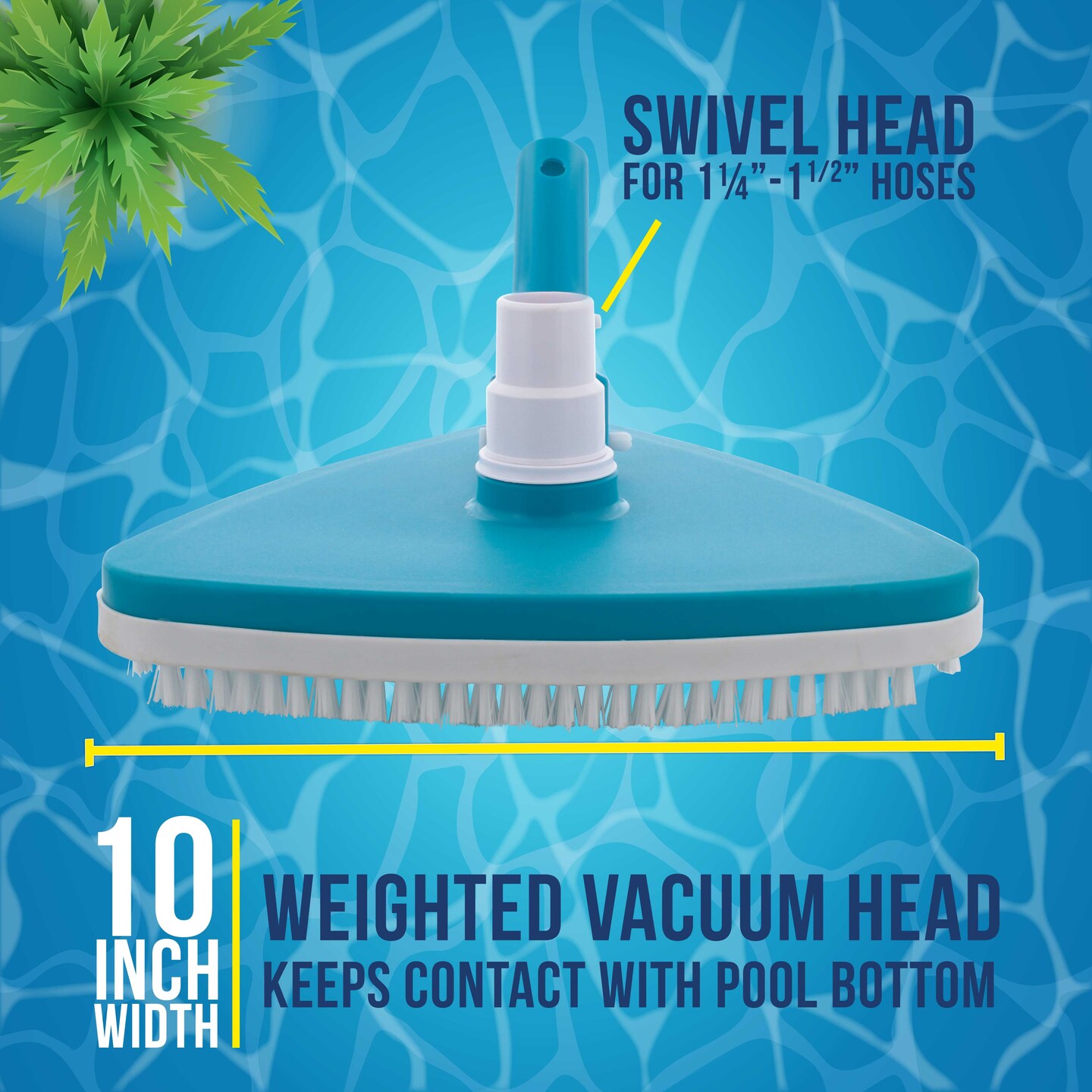 U.S. Pool Supply Weighted Triangular Pool Vacuum Head with Swivel Connection, Pole Handle, Protection Bumper, Above Ground &#x26; In-Ground Swimming Pools