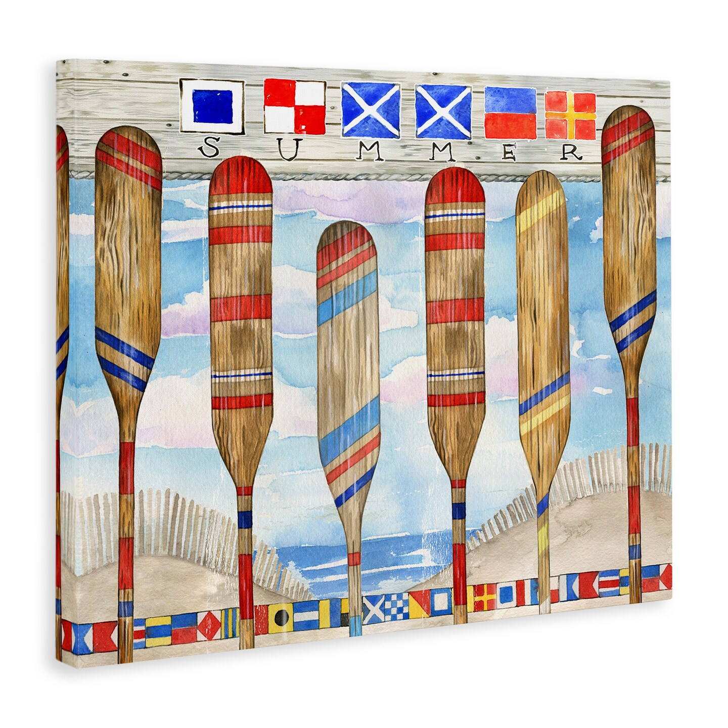 Stupell Industries Nautical Flags &#x26; Paddles Canvas Wall Art Design by Ronnie Rooney