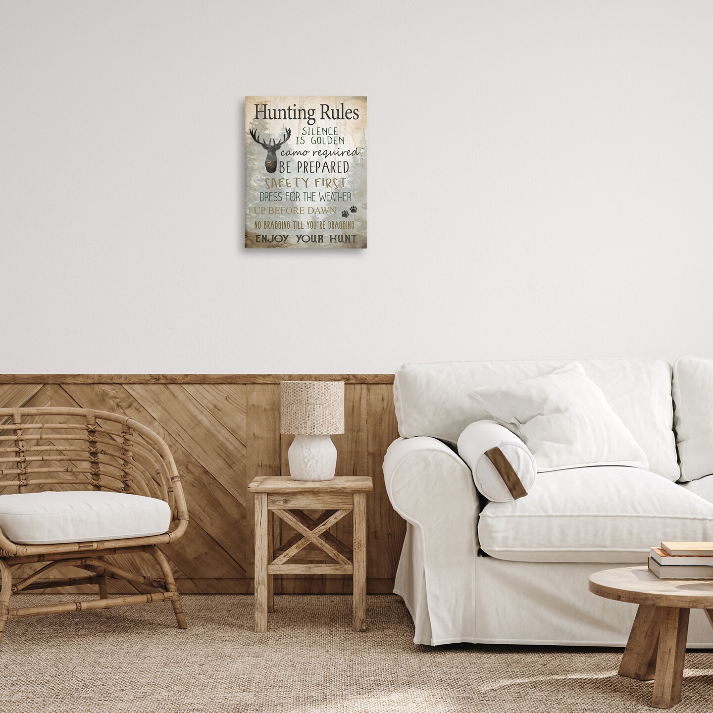 Stupell Industries Rustic Hunting Rules Canvas Wall Art Design by Kim Allen