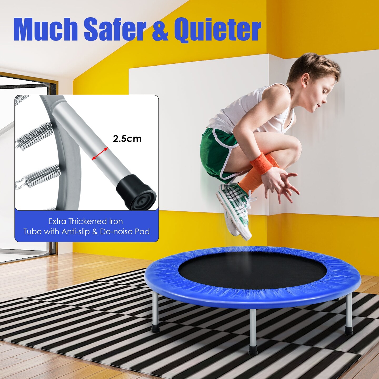 38 Inch Mini Folding Trampoline Portable Leisure Fitness Backboard