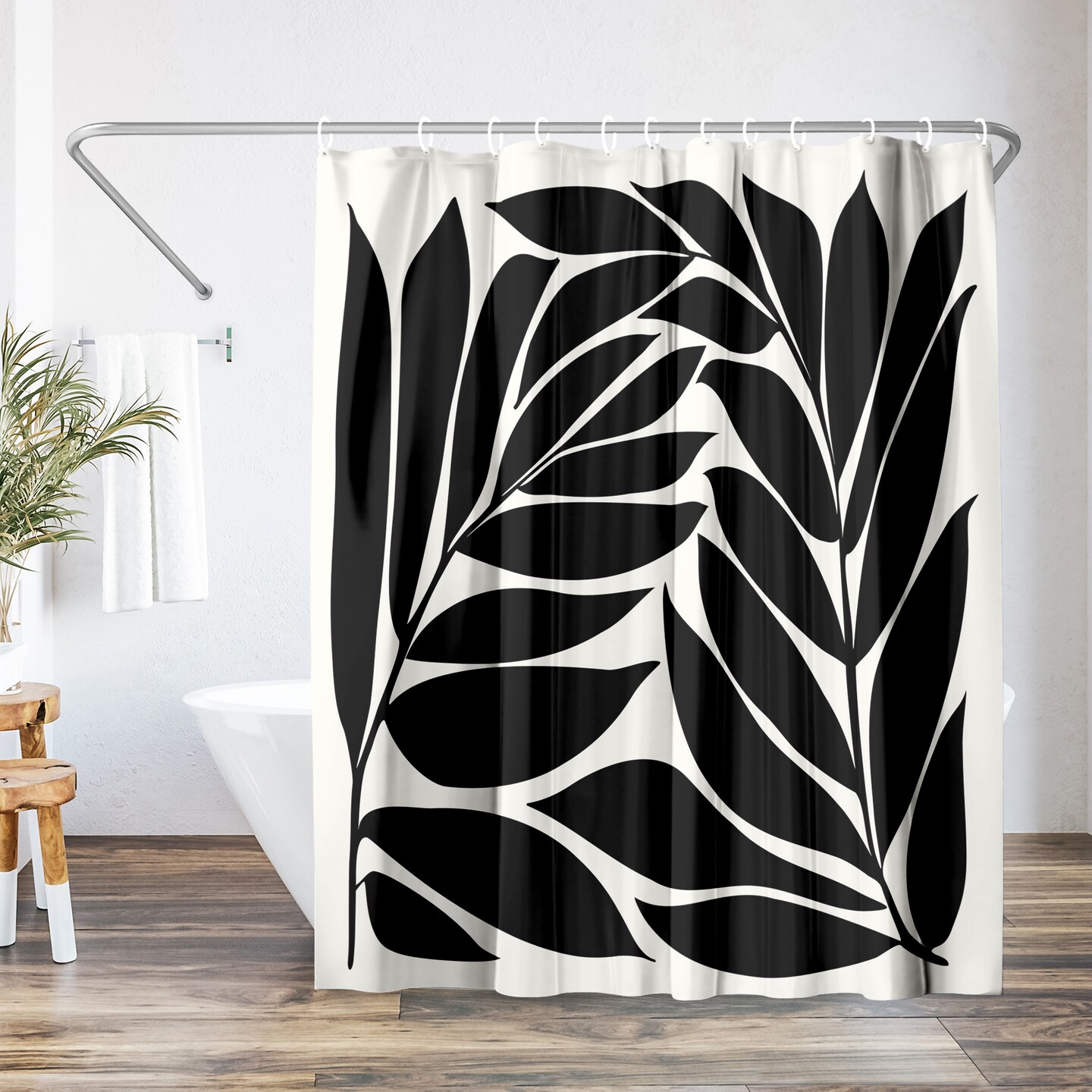 Black Seagrass Shapes by Modern Tropical Shower Curtain 71" x 74"