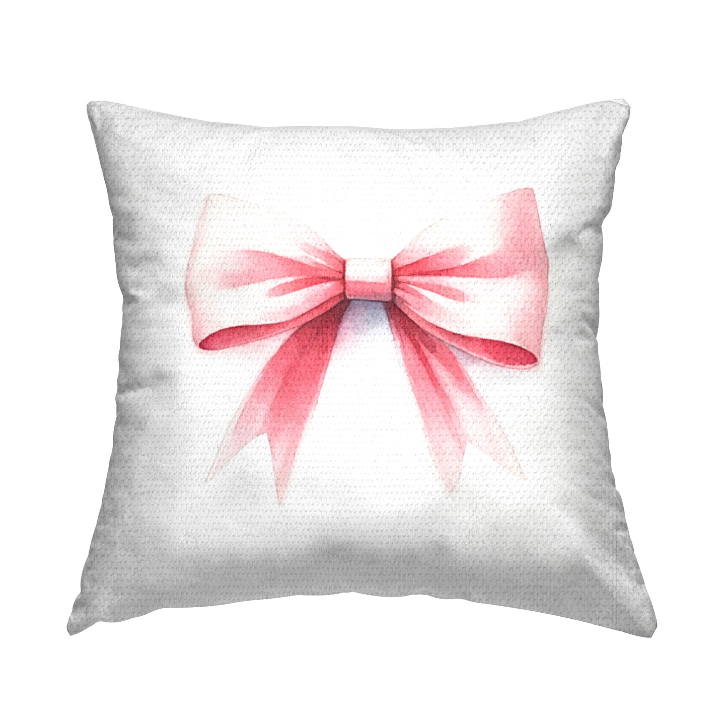 Soft Fading Pink Bow Outdoor Printed Pillow Design by Amanda Greenwood, 18 x 7 x 18
