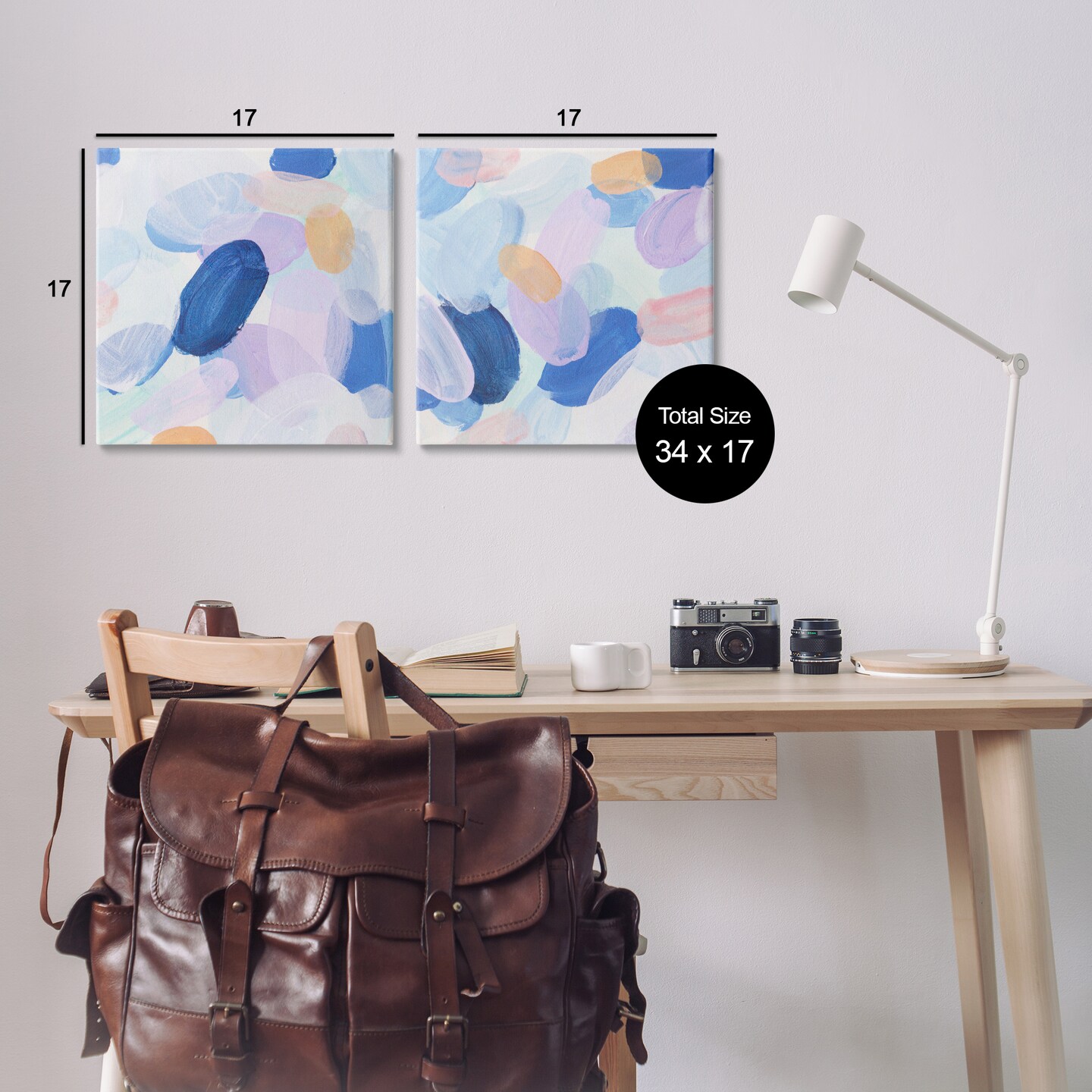 Stupell Industries Oval Lavender Blue Abstract 2 pc Canvas Wall Art Set Design by Melissa Wang