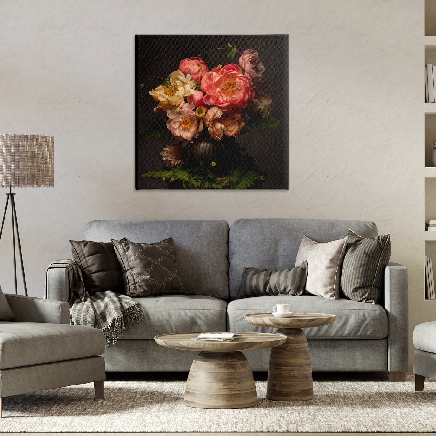 Stupell Industries Peonies & Ferns Bouquet Canvas Wall Art Design by Leah McLean