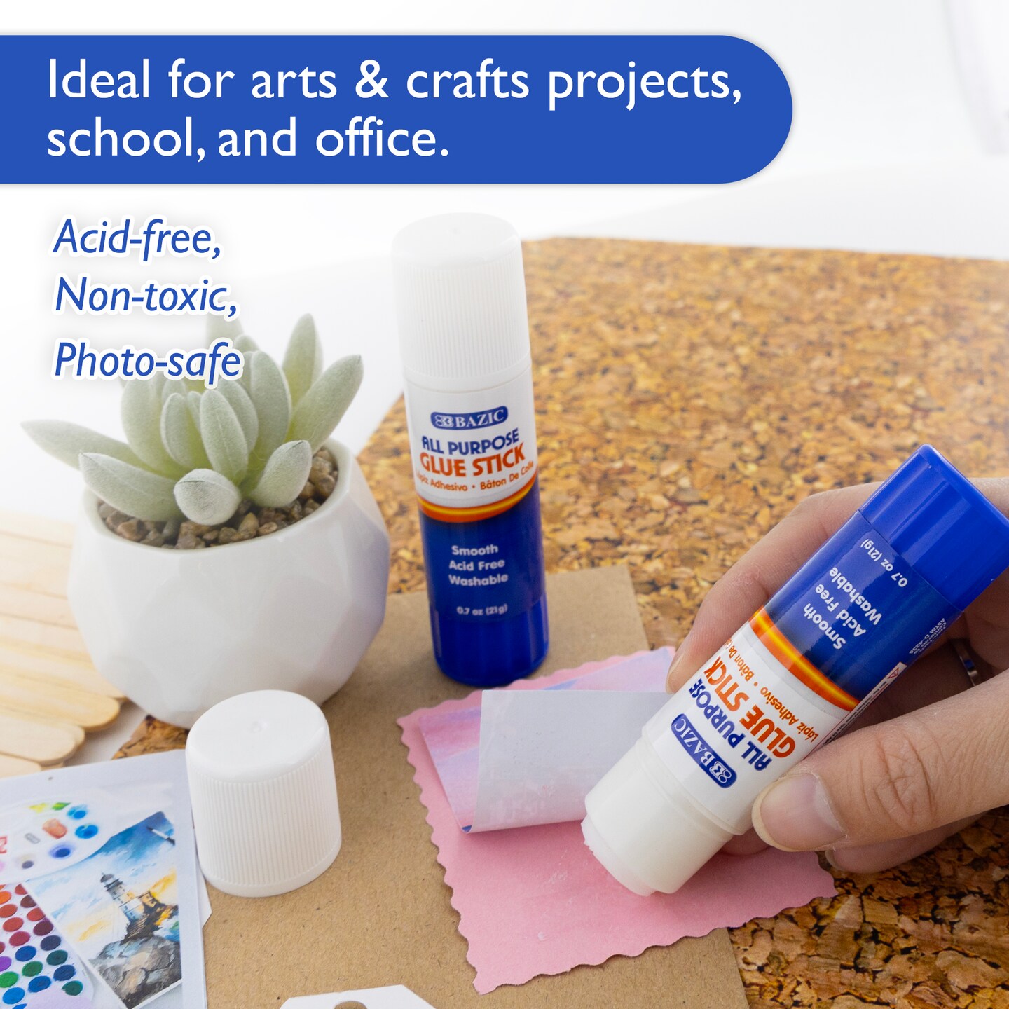 BAZIC Glue Stick Premium 0.7 oz (21g)(2/Pack)