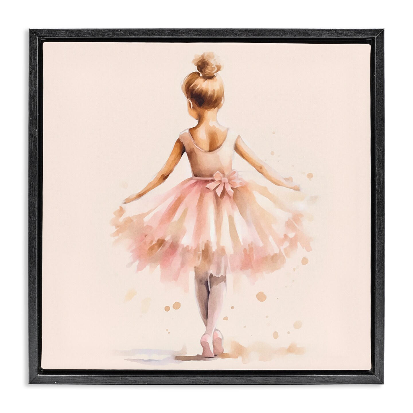 Stupell Industries Stepping Ballerina in Tutu Framed Floater Canvas Wall Art Design by Andrea Haase