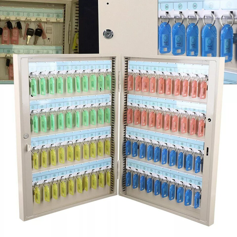 Wall Mount 80 Keys Storage Cabinet Lock Box Organizer Rack Car Dealership Holder