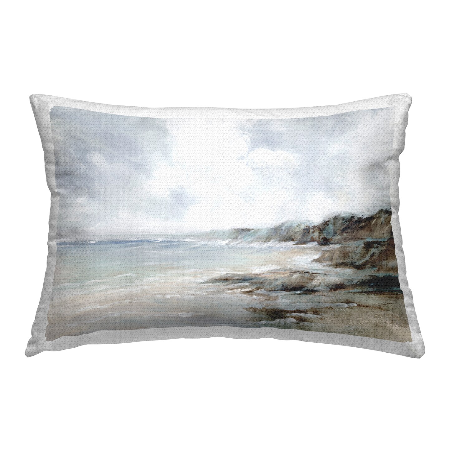 Classic Shoreline Cliffs Outdoor Printed Pillow Design by Luna Mavis, 14 x 7 x 20